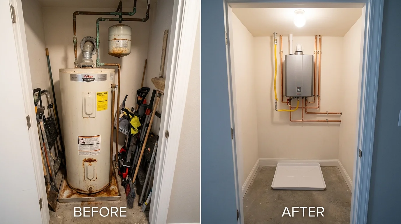 Tank water heater versus wall-mounted tankless unit comparison for Newport, WA homeowners
